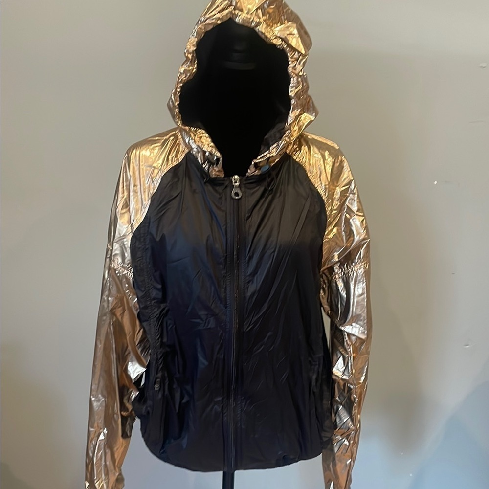Gold and Black Women's lightweight windbreaker Jacket by Joylab